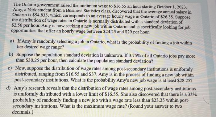 Solved The Ontario government raised the minimum wage to | Chegg.com