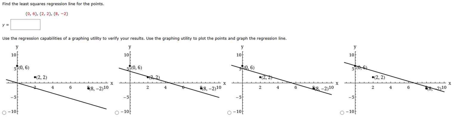 Solved Find the least squares regression line for the | Chegg.com