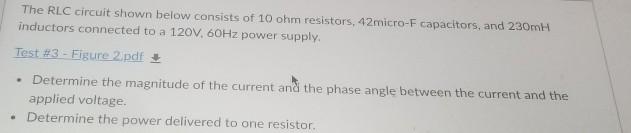 Solved The RLC circuit shown below consists of 10 ohm | Chegg.com