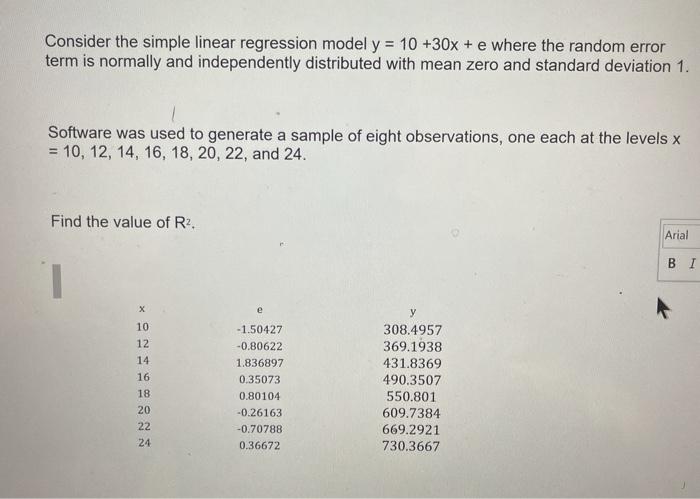 Solved Consider the simple linear regression model y = 10 | Chegg.com