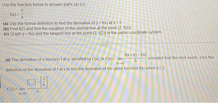 Solved Use The Function Below To Answer Parts (a)-(c) | Chegg.com