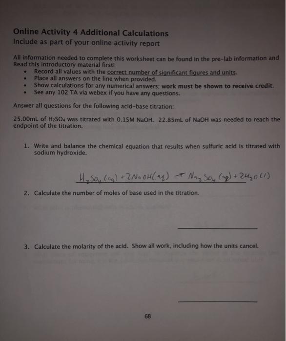 Solved Online Activity 4 Additional Calculations Include as | Chegg.com