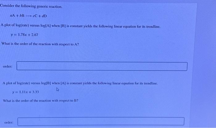 Solved Consider the following generic reaction. a A+b | Chegg.com