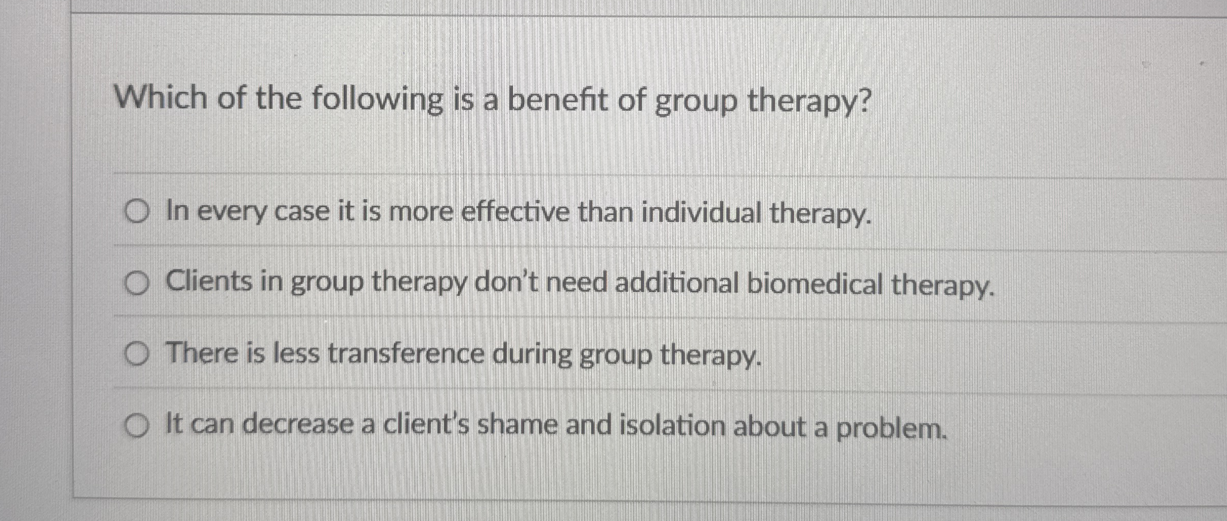 Solved Which of the following is a benefit of group | Chegg.com