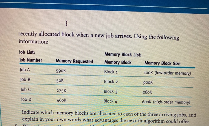 Solved I recently allocated block when a new job arrives. | Chegg.com