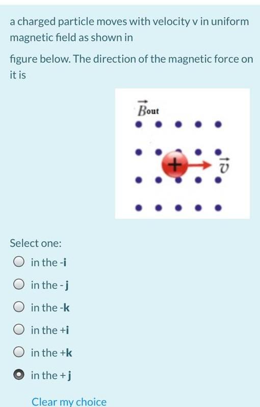 Solved a charged particle moves with velocity v in uniform | Chegg.com