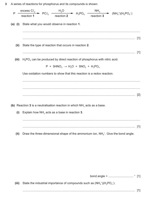 Solved 3 A series of reactions for phosphorus and its | Chegg.com