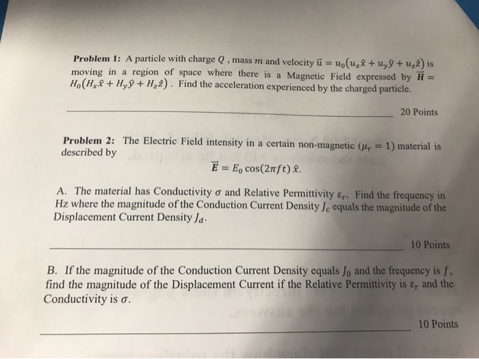 Solved Problem 1 A Particle With Charge Q Mass M And V Chegg Com