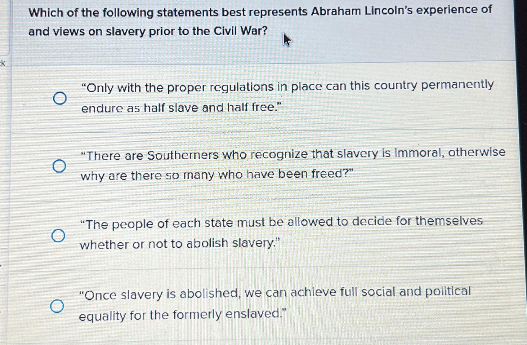 Solved Which of the following statements best represents | Chegg.com