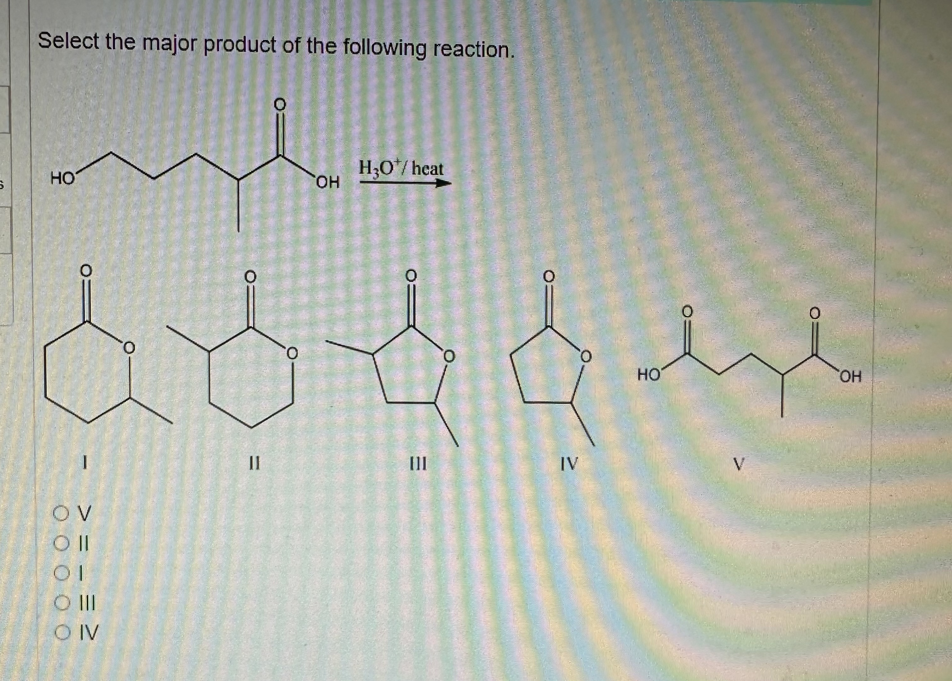 Solved Select The Major Product Of The Following | Chegg.com