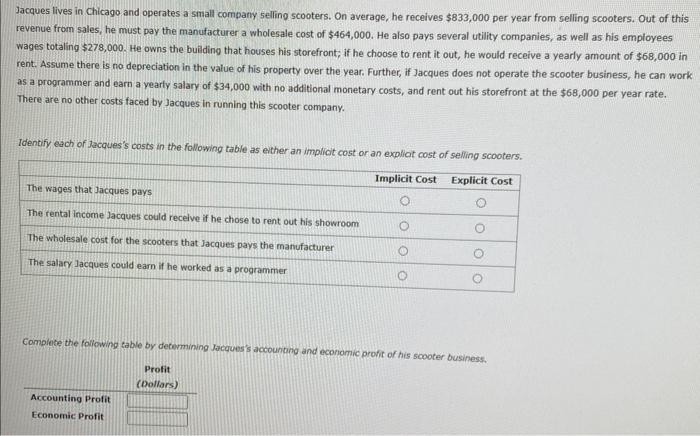 Solved Jacques Lives In Chicago And Operates A Small Company | Chegg.com