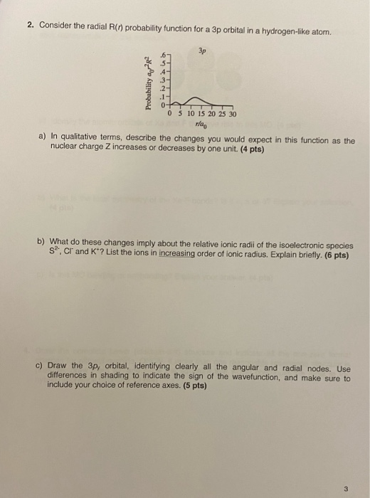 Solved 2. Consider the radial R) probability function for a | Chegg.com