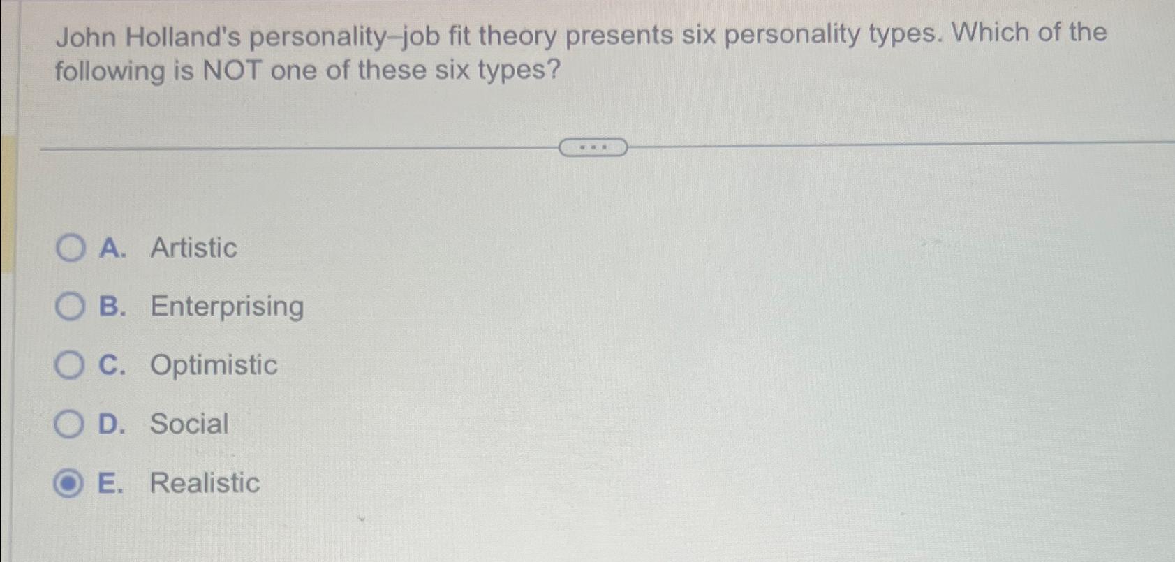 Solved John Holland's personalityjob fit theory presents