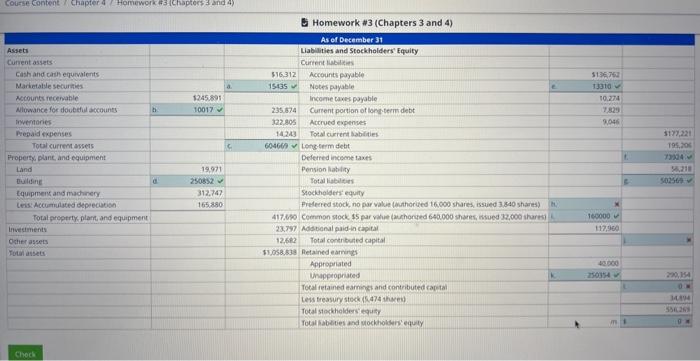 Solved E. Homework ∥3 (Chapters 3 and 4) As of December 31 | Chegg.com
