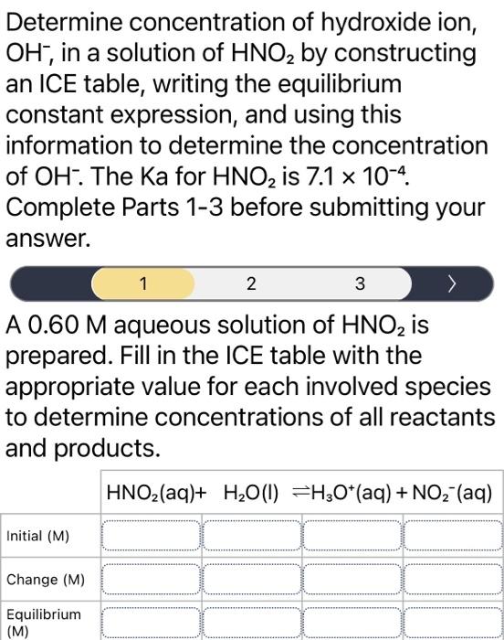 Solved Determine concentration of hydroxide ion, OH, in a