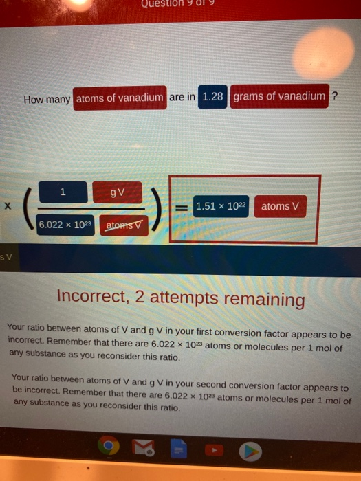 Solved Question Y Oly How Many Atoms Of Vanadium Are In 1 Chegg Com