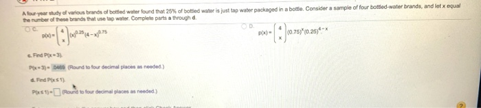 Solved A four-year study of various brands of bottled water | Chegg.com