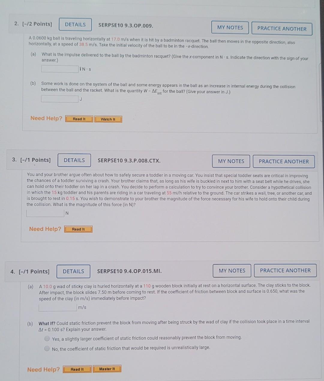 Solved 2. (-12 Points) DETAILS SERPSE10 9.3.OP.009. MY NOTES | Chegg.com