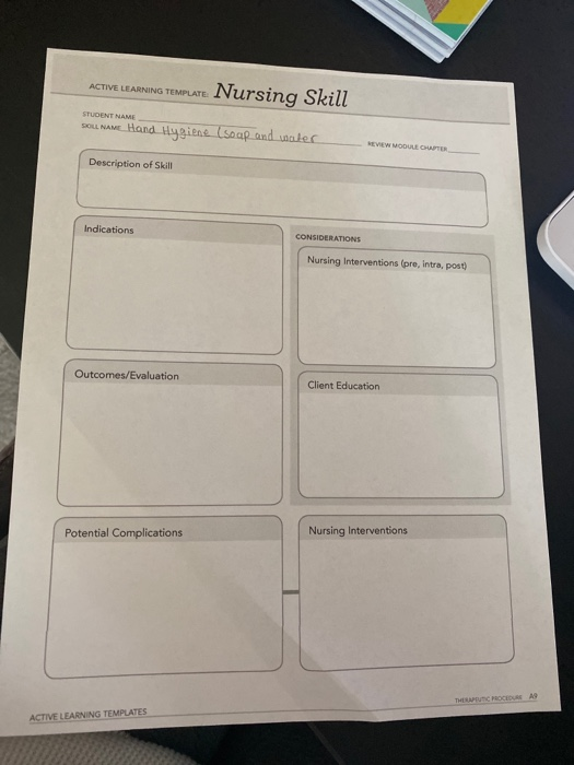 Solved ACTIVE LEARNING TEMPLATE Nursing Skill STUDENT NAME