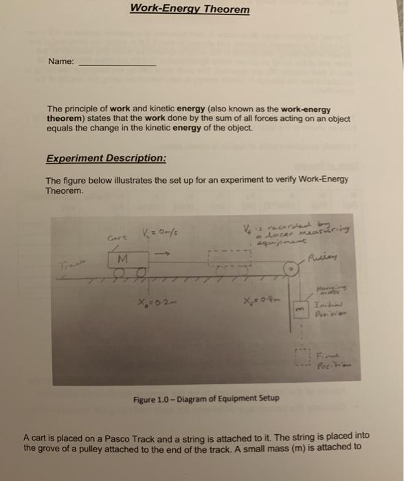 Solved Work-Energy Theorem Name: The principle of work and | Chegg.com