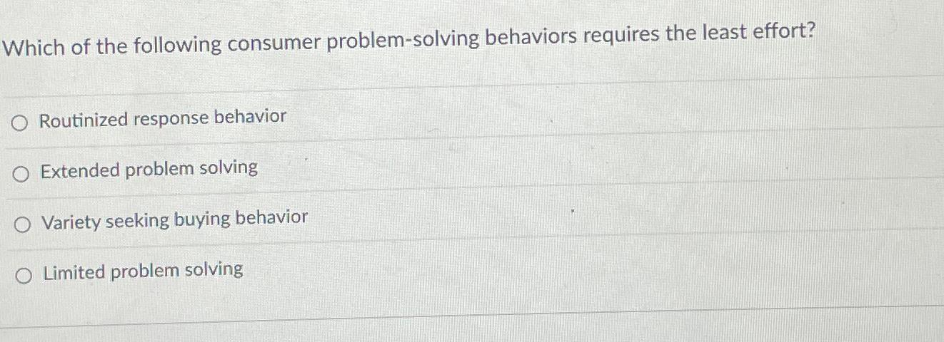 which of the following consumer problem solving behaviors requires the least effort
