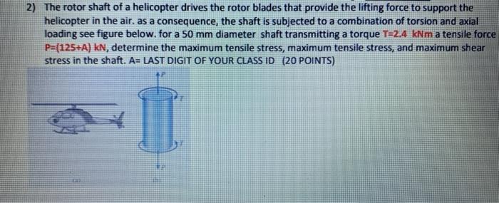 Solved 2) The rotor shaft of a helicopter drives the rotor | Chegg.com