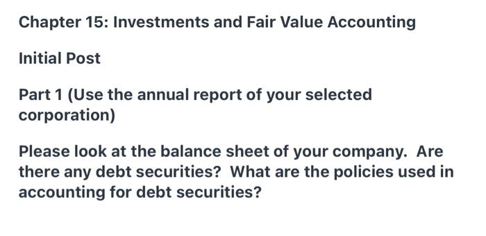 Solved Chapter 15: Investments and Fair Value Accounting | Chegg.com