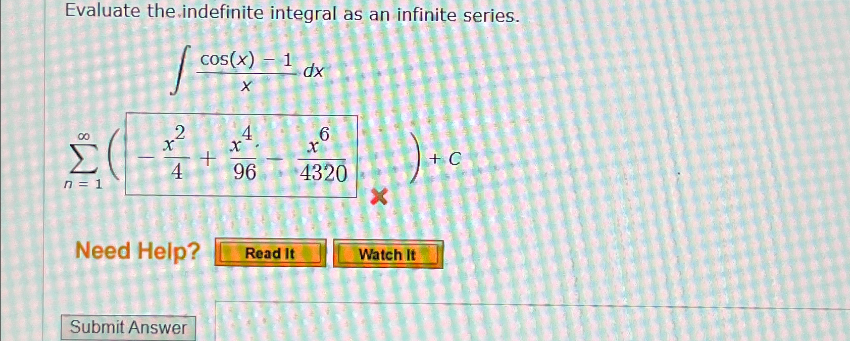 Solved Evaluate the.indefinite integral as an infinite | Chegg.com