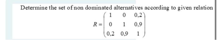 Solved Determine the set of non dominated alternatives | Chegg.com