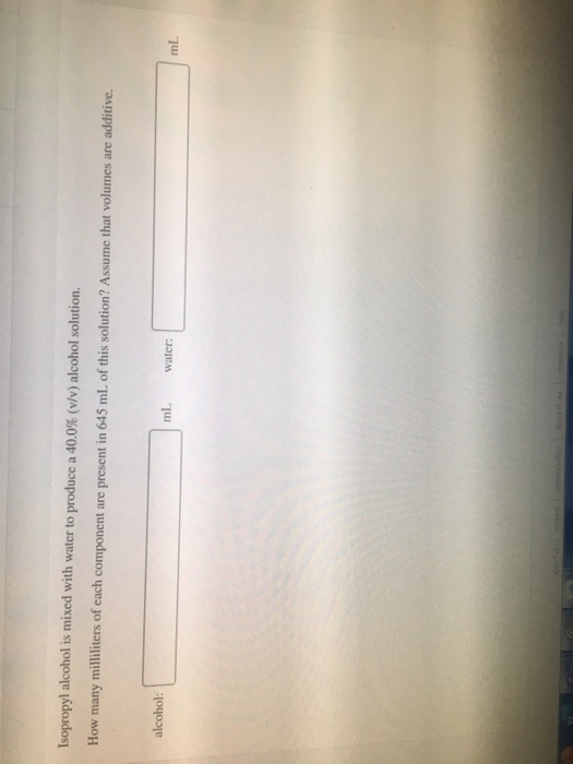 Solved Isopropyl alcohol is mixed with water to produce a