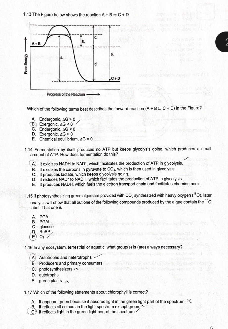Solved 1.13 The Figure below shows the reaction A+B⇆C+D | Chegg.com