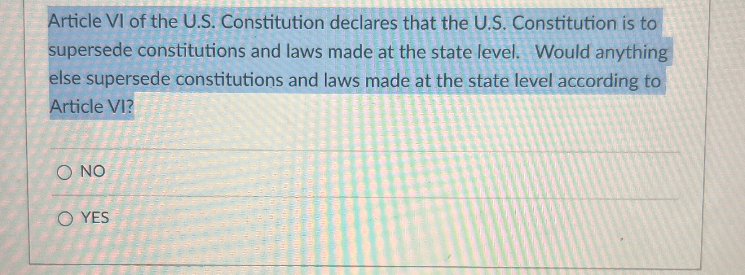 Solved Article VI of the U.S. ﻿Constitution declares that | Chegg.com