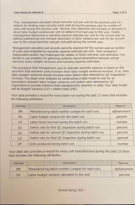 Solved Case Study for Modules Page 1 of 6 INSTRUCTIONS This | Chegg.com