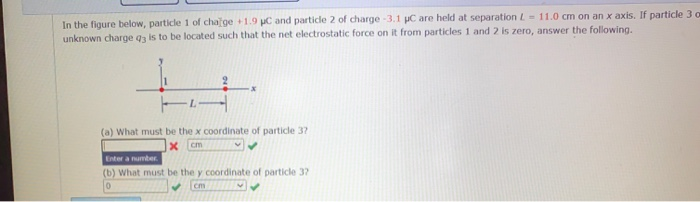 Solved In the figure below, particle 1 of charge +1.9 C and | Chegg.com