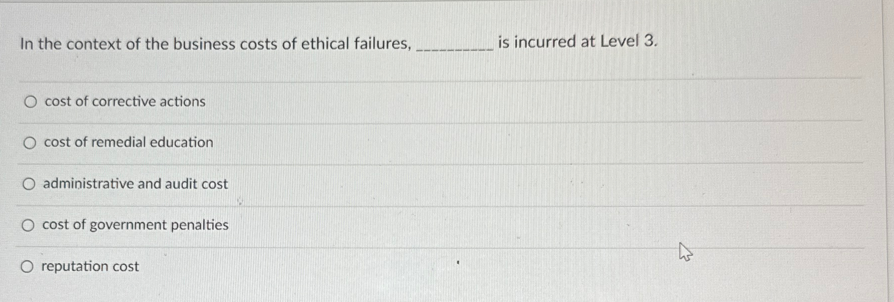 Solved In the context of the business costs of ethical | Chegg.com