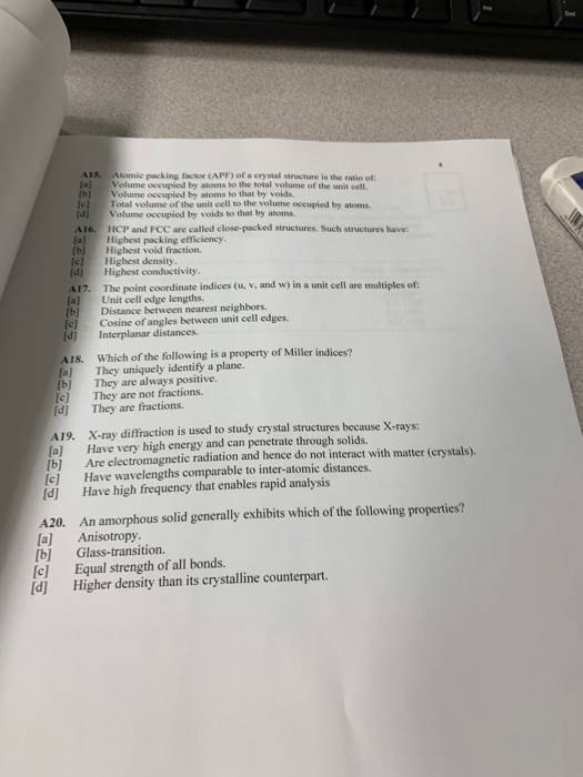 Section A. Each question may have multiple correct | Chegg.com