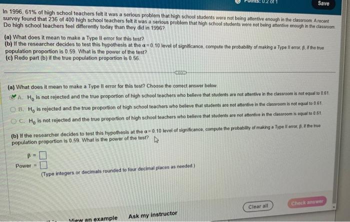 Solved In 1996,61% Of High School Teachers Felt It Was A | Chegg.com