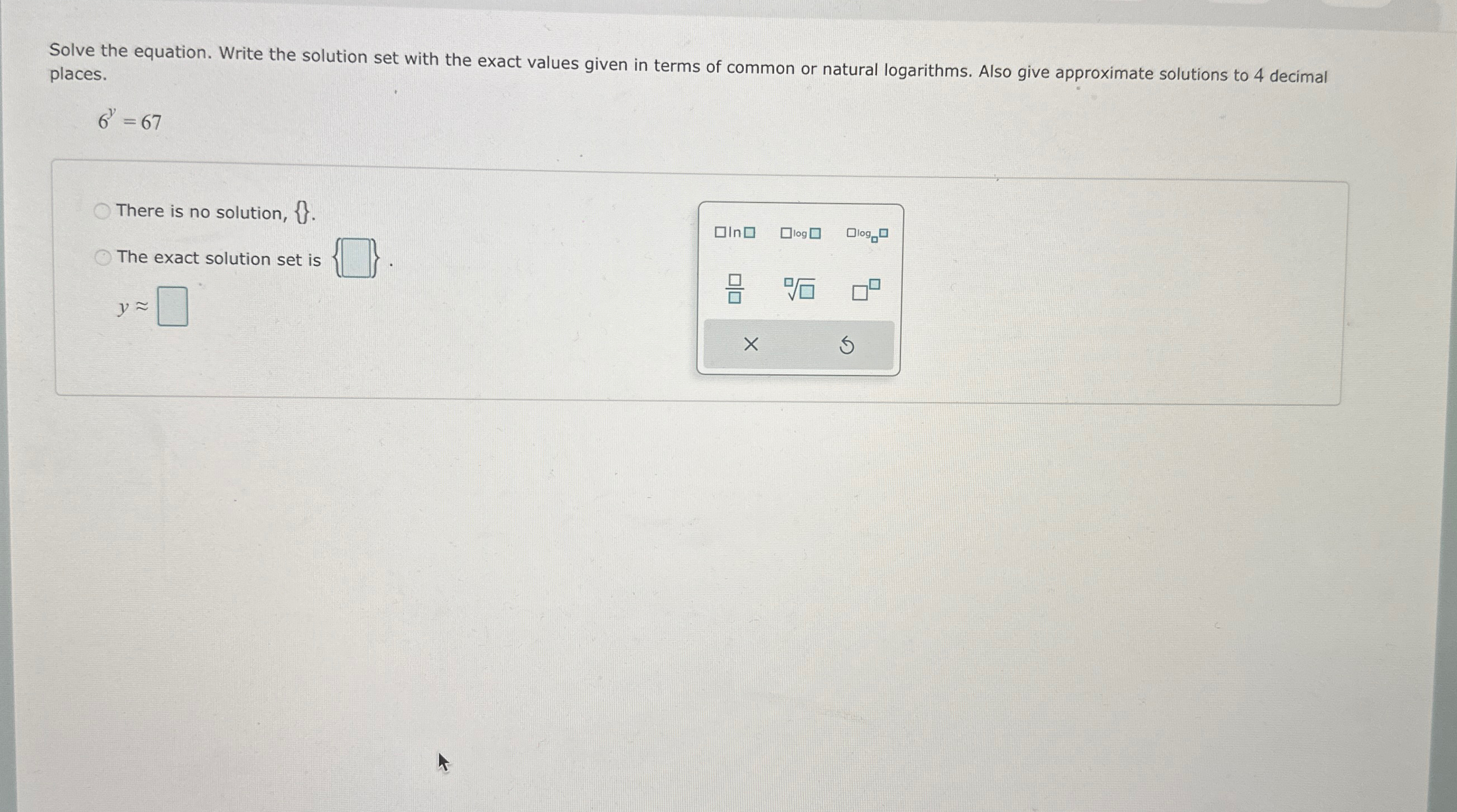 Solved Solve the equation. Write the solution set with the | Chegg.com