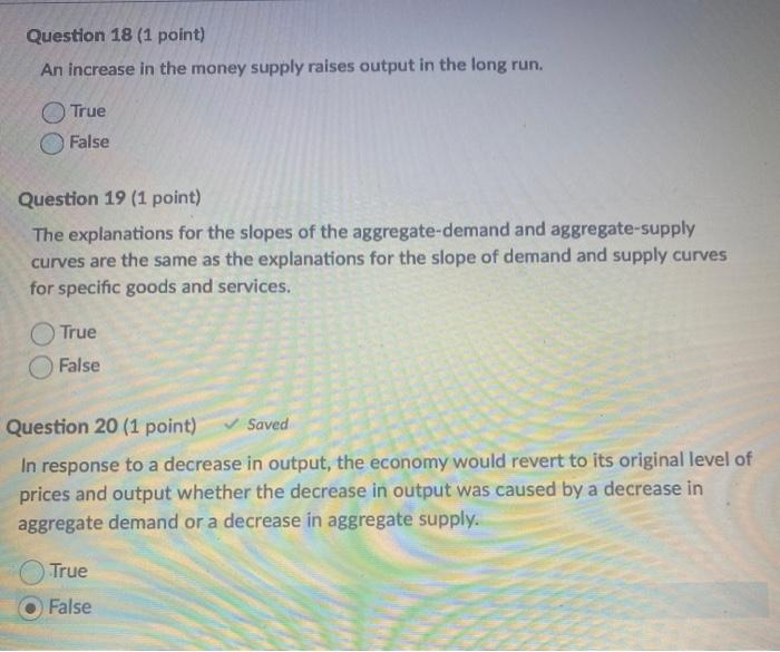 Solved Question 18 (1 point) An increase in the money supply | Chegg.com