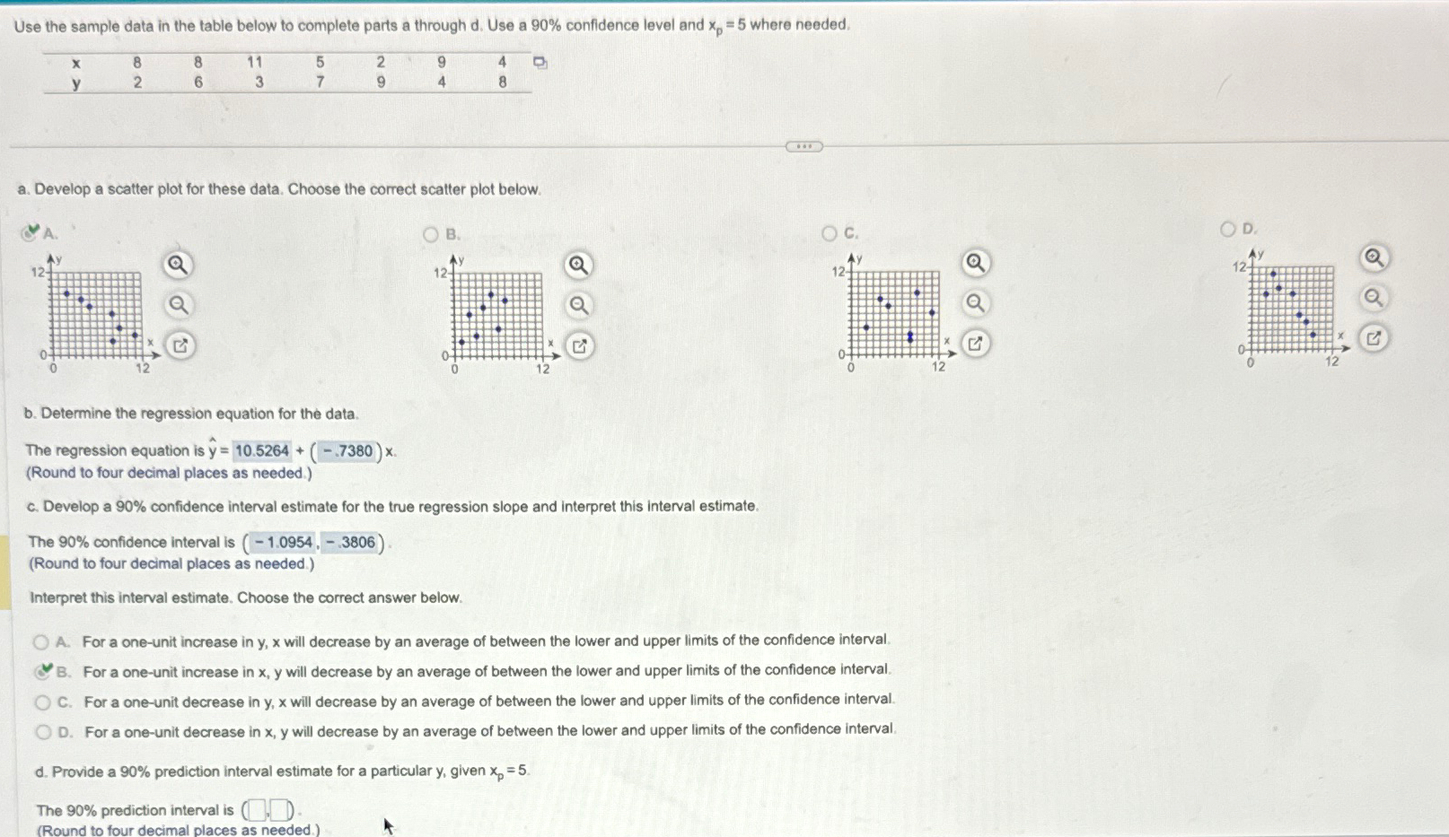 Solved Use the sample data in the table below to complete | Chegg.com