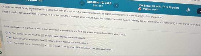 Solved A. Teu socons that are less tian B. Test ssores Fur | Chegg.com