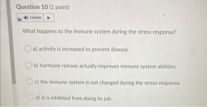 Solved Question 4 (1 point) Listen Stress triggers the same | Chegg.com