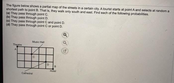 Solved The figure below shows a partial map of the streets | Chegg.com