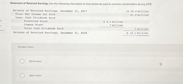 Solved Statement Of Retained Earnings Use The Following | Chegg.com