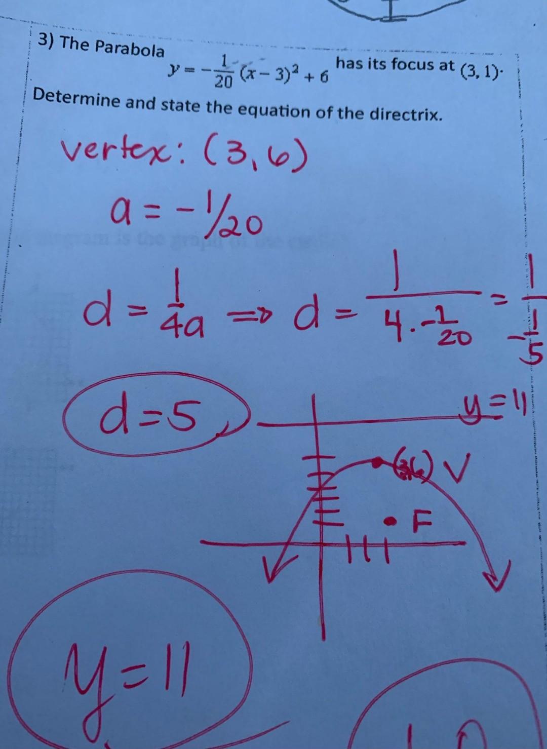 Solved 3 The Parabola 1 X 3 2 6 Has Its Focus At Chegg Com