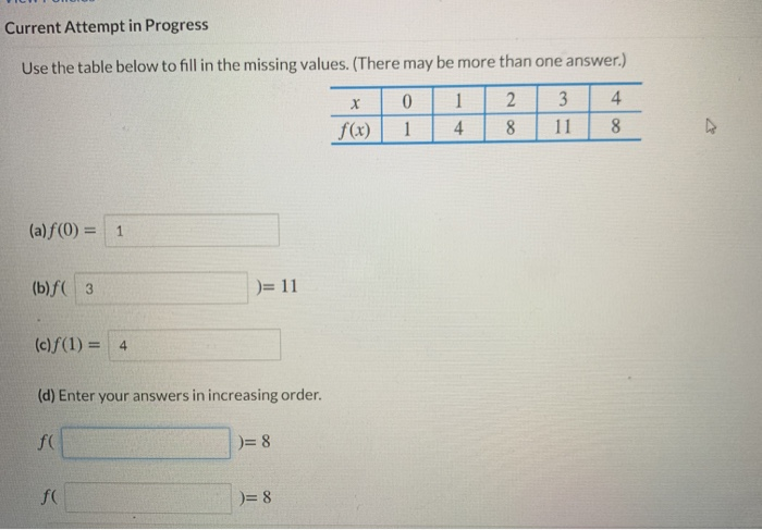 Solved Current Attempt in Progress Use the table below to | Chegg.com
