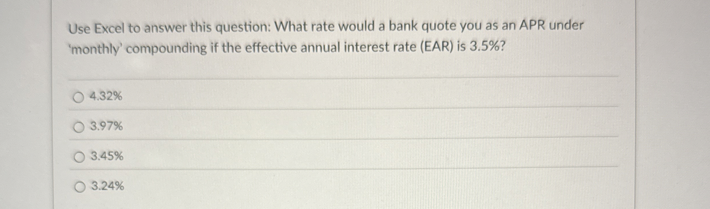 Solved Use Excel to answer this question: What rate would a | Chegg.com
