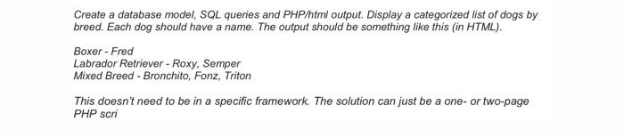 Solved Create a database model, SQL queries and PHP/html | Chegg.com