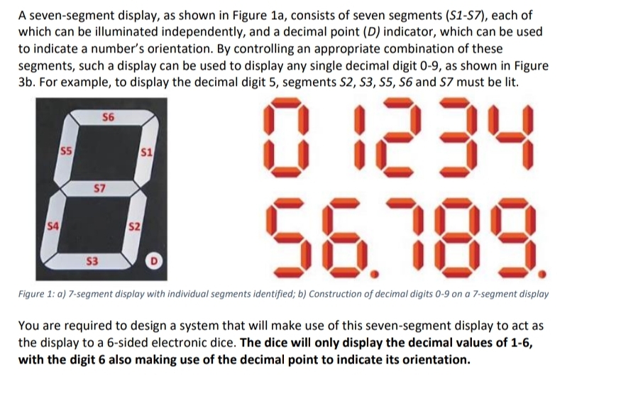 Solved A seven-segment display, as shown in Figure 1a, | Chegg.com