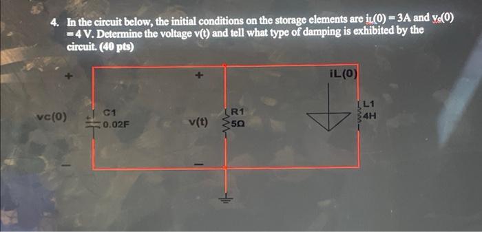 Solved 4. In the circuit below, the initial conditions on | Chegg.com